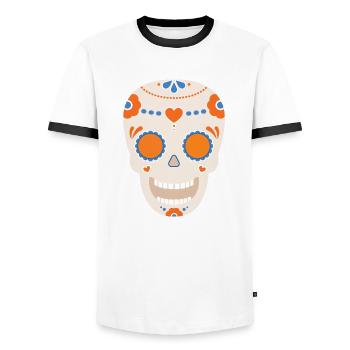 Skull - Männer Kontrast-T-Shirt - Weiß/Schwarz - Vorne - AI Model Female 172 light (172cm) & AI Model Male 178 dark (178cm)