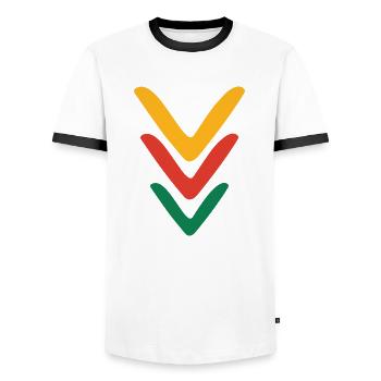 Rune Symbol Africa Gift Ornament Spirit Culture - Men's Ringer Shirt - white/black - Front - AI Model Female 172 light (172cm) & AI Model Male 178 dark (178cm)