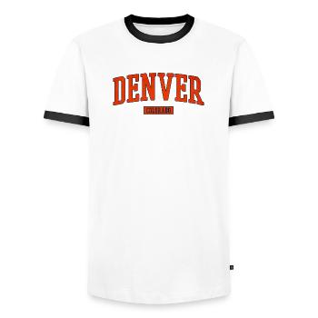 Denver Colorado Arch Emblem - Männer Kontrast-T-Shirt - Weiß/Schwarz - Vorne - AI Model Female 172 light (172cm) & AI Model Male 178 dark (178cm)