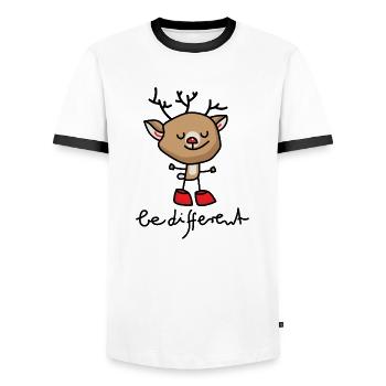 Rennes - soyez différent Noël - T-shirt contrasté Homme - blanc/noir - Devant - AI Model Female 172 light (172cm) & AI Model Male 178 dark (178cm)