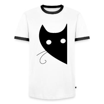 KATZENKOPF - Männer Kontrast-T-Shirt - Weiß/Schwarz - Vorne - AI Model Female 172 light (172cm) & AI Model Male 178 dark (178cm)