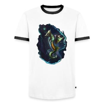 Hippocampe de Mayotte - T-shirt contrasté Homme - blanc/noir - Devant - AI Model Female 172 light (172cm) & AI Model Male 178 dark (178cm)