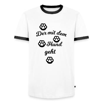 Hund Chien - T-shirt contrasté Homme - blanc/noir - Devant - AI Model Female 172 light (172cm) & AI Model Male 178 dark (178cm)
