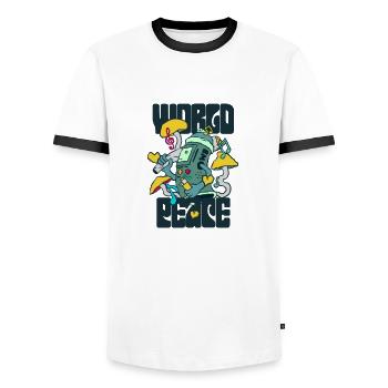 420 BMO Paix mondiale - T-shirt contrasté Homme - blanc/noir - Devant - AI Model Female 172 light (172cm) & AI Model Male 178 dark (178cm)