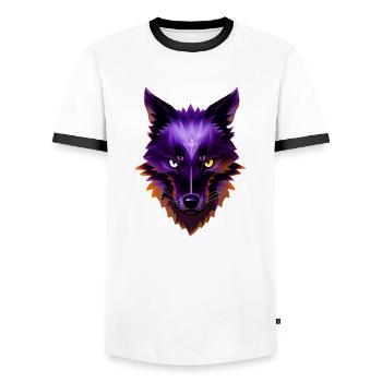 Wolf - Men's Ringer Shirt - white/black - Front - AI Model Female 172 light (172cm) & AI Model Male 178 dark (178cm)