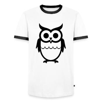 Petite chouette - T-shirt contrasté Homme - blanc/noir - Devant - AI Model Female 172 light (172cm) & AI Model Male 178 dark (178cm)