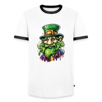 Leprechaun / Leprechaun / Vert / Gingembre / Irlande - T-shirt contrasté Homme - blanc/noir - Devant - AI Model Female 172 light (172cm) & AI Model Male 178 dark (178cm)