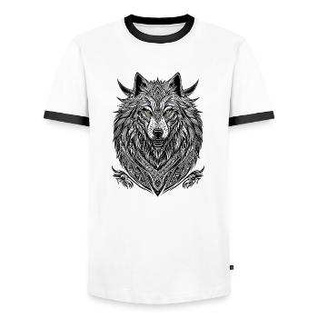 Loup blanc - T-shirt contrasté Homme - blanc/noir - Devant - AI Model Female 172 light (172cm) & AI Model Male 178 dark (178cm)
