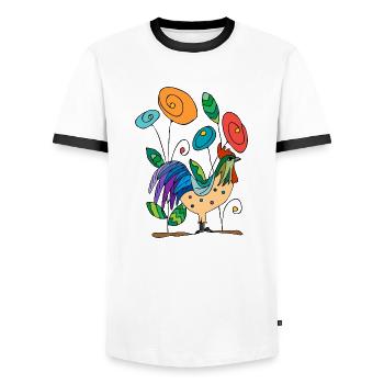 Coq - T-shirt contrasté Homme - blanc/noir - Devant - AI Model Female 172 light (172cm) & AI Model Male 178 dark (178cm)