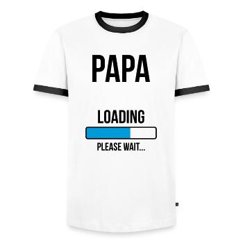Futur Papa - à personnaliser - T-shirt contrasté Homme - blanc/noir - Devant - AI Model Female 172 light (172cm) & AI Model Male 178 dark (178cm)