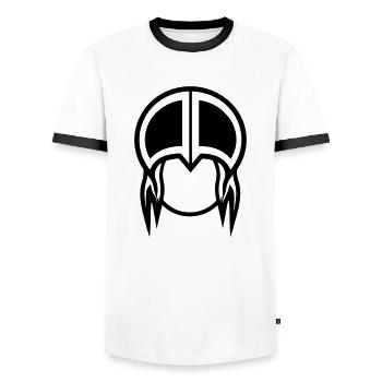 Wikingerhelm Krieger - Männer Kontrast-T-Shirt - Weiß/Schwarz - Vorne - AI Model Female 172 light (172cm) & AI Model Male 178 dark (178cm)