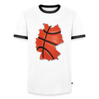 Germany Map Frames Real Basketball - Men's Ringer Shirt - white/black - Front - AI Model Female 172 light (172cm) & AI Model Male 178 dark (178cm)