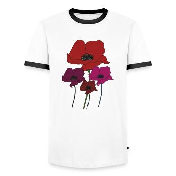 Poppy bouquet - Men's Ringer Shirt - white/black - Front - AI Model Female 172 light (172cm) & AI Model Male 178 dark (178cm)