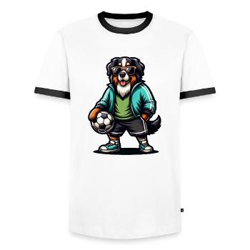 St. Bernard Mountain Dog Joueur de soccer Fan Champion - T-shirt contrasté Homme - blanc/noir - Devant - AI Model Female 172 light (172cm) & AI Model Male 178 dark (178cm)
