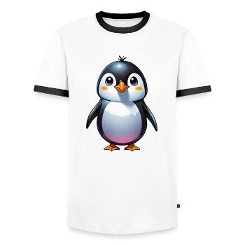 Pinguin - Männer Kontrast-T-Shirt - Weiß/Schwarz - Vorne - AI Model Female 172 light (172cm) & AI Model Male 178 dark (178cm)