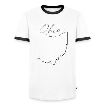 Ohio (États-Unis) | Carte | Script fantôme - T-shirt contrasté Homme - blanc/noir - Devant - AI Model Female 172 light (172cm) & AI Model Male 178 dark (178cm)
