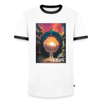 Lost Places- City - Men's Ringer Shirt - white/black - Front - AI Model Female 172 light (172cm) & AI Model Male 178 dark (178cm)