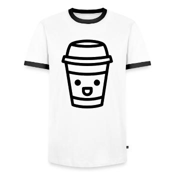 Mug de café - T-shirt contrasté Homme - blanc/noir - Devant - AI Model Female 172 light (172cm) & AI Model Male 178 dark (178cm)