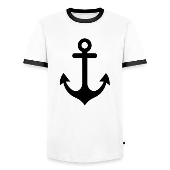 Anchor - Men's Ringer Shirt - white/black - Front - AI Model Female 172 light (172cm) & AI Model Male 178 dark (178cm)