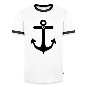 Anchor - Men's Ringer Shirt - white/black - Front - AI Model Female 172 light (172cm) & AI Model Male 178 dark (178cm)