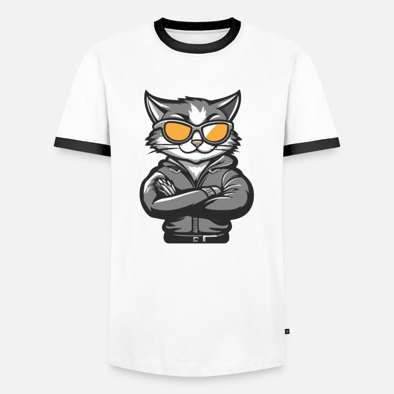 Cat Comic Cool - Men's Ringer Shirt - white/black