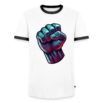 Faust Bande dessinée - T-shirt contrasté Homme - blanc/noir - Devant - AI Model Female 172 light (172cm) & AI Model Male 178 dark (178cm)
