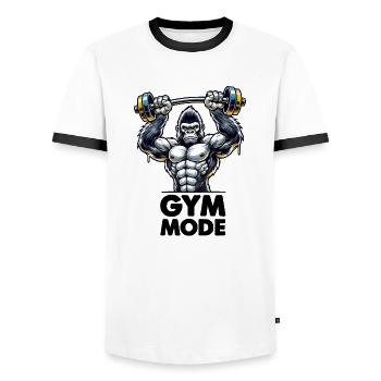 Gorilla Weight Fitness 1 - Men's Ringer Shirt - white/black - Front - AI Model Female 172 light (172cm) & AI Model Male 178 dark (178cm)
