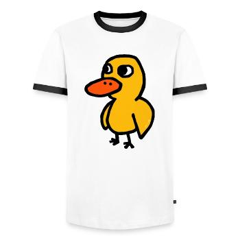 Cartoon Duck - Men's Ringer Shirt - white/black - Front - AI Model Female 172 light (172cm) & AI Model Male 178 dark (178cm)