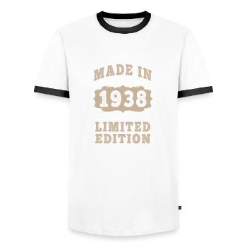 Original 1938 Vintage Vintage Retro Birthday - T-shirt contrasté Homme - blanc/noir - Devant - AI Model Female 172 light (172cm) & AI Model Male 178 dark (178cm)