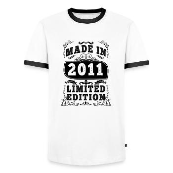 2011 Original 2011 Vintage Vintage rétro anniversa - T-shirt contrasté Homme - blanc/noir - Devant - AI Model Female 172 light (172cm) & AI Model Male 178 dark (178cm)