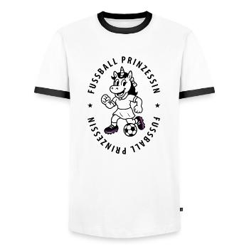 Fussball Prinzessin Einhorn - Männer Kontrast-T-Shirt - Weiß/Schwarz - Vorne - AI Model Female 172 light (172cm) & AI Model Male 178 dark (178cm)