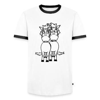 2 Horses Couple Funny Crazy Couple In Love - Men's Ringer Shirt - white/black - Front - AI Model Female 172 light (172cm) & AI Model Male 178 dark (178cm)