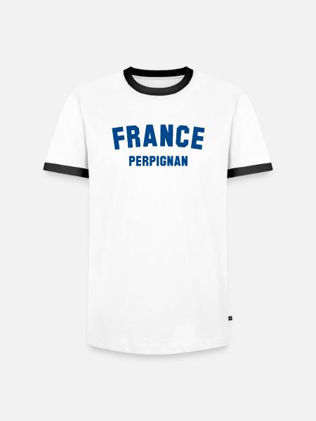 PERPIGNAN, France, France - Men's Ringer Shirt - white/black
