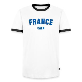 I LOVE CAEN France - Männer Kontrast-T-Shirt - Weiß/Schwarz - Vorne - AI Model Female 172 light (172cm) & AI Model Male 178 dark (178cm)