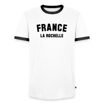 LA ROCHELLE France Frankreich - Men's Ringer Shirt - white/black - Front - AI Model Female 172 light (172cm) & AI Model Male 178 dark (178cm)