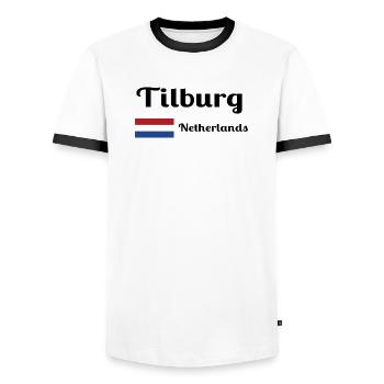 Tilburg, Netherlands- Stylish prints - Men's Ringer Shirt - white/black - Front - AI Model Female 172 light (172cm) & AI Model Male 178 dark (178cm)