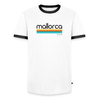 Mallorca - Spain - Spanien - Espana - Balearen - Männer Kontrast-T-Shirt - Weiß/Schwarz - Vorne - AI Model Female 172 light (172cm) & AI Model Male 178 dark (178cm)