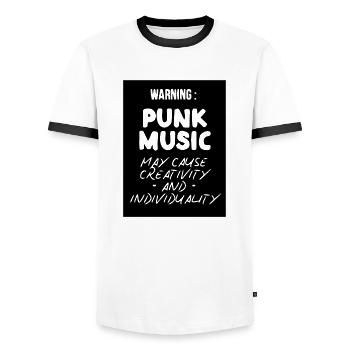 Punk Music May Cause Creativity and Individuality - Men's Ringer Shirt - white/black - Front - AI Model Female 172 light (172cm) & AI Model Male 178 dark (178cm)