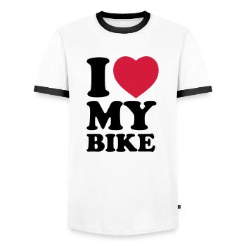 I love my bike - Männer Kontrast-T-Shirt - Weiß/Schwarz - Vorne - AI Model Female 172 light (172cm) & AI Model Male 178 dark (178cm)