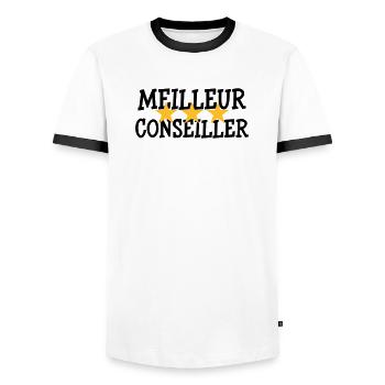 Meilleur Conseiller - T-shirt contrasté Homme - blanc/noir - Devant - AI Model Female 172 light (172cm) & AI Model Male 178 dark (178cm)
