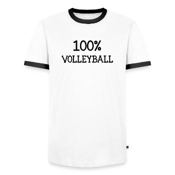 Volleyball - Volley Ball - Sport - Sportsman - Men's Ringer Shirt - white/black - Front - AI Model Female 172 light (172cm) & AI Model Male 178 dark (178cm)