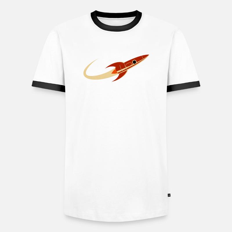 Red Space Rocket - Men's Ringer Shirt - white/black