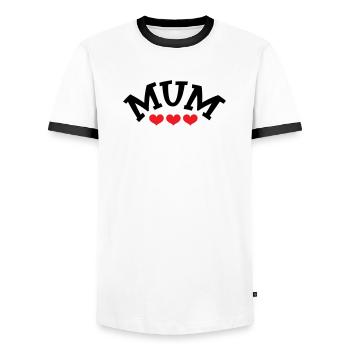 Mom / Mother's Day - Men's Ringer Shirt - white/black - Front - AI Model Female 172 light (172cm) & AI Model Male 178 dark (178cm)