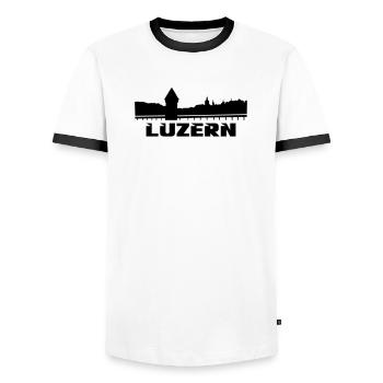 Luzern - Männer Kontrast-T-Shirt - Weiß/Schwarz - Vorne - AI Model Female 172 light (172cm) & AI Model Male 178 dark (178cm)