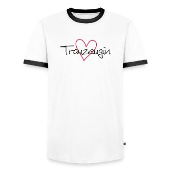 Trauzeugin Herz Junggesellenabschied - Männer Kontrast-T-Shirt - Weiß/Schwarz - Vorne - AI Model Female 172 light (172cm) & AI Model Male 178 dark (178cm)