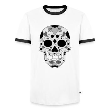 calavera black version - Men's Ringer Shirt - white/black - Front - AI Model Female 172 light (172cm) & AI Model Male 178 dark (178cm)