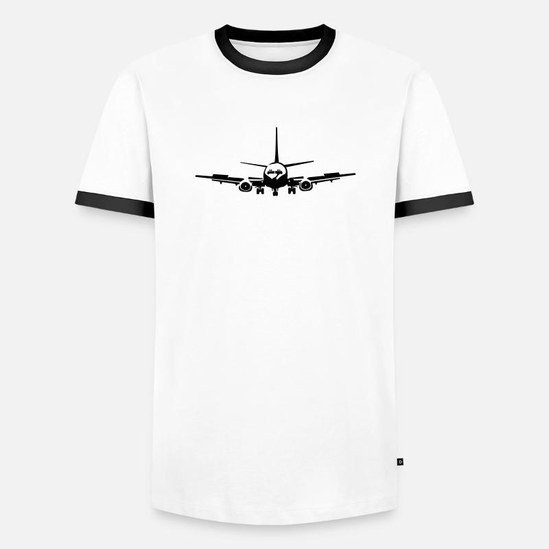 Passagierflugzeug - Männer Kontrast-T-Shirt - Weiß/Schwarz