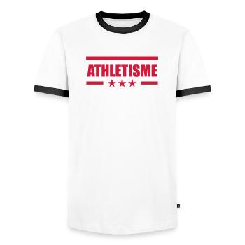Athlétisme - T-shirt contrasté Homme - blanc/noir - Devant - AI Model Female 172 light (172cm) & AI Model Male 178 dark (178cm)