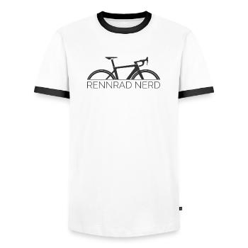 Road Bike Nerd Bicycle Stage Tour Logo Race Symbol - Men's Ringer Shirt - white/black - Front - AI Model Female 172 light (172cm) & AI Model Male 178 dark (178cm)