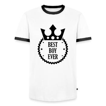 Boy Garçon Baby Junge Son Fils Sohn Bébé Birth - Men's Ringer Shirt - white/black - Front - AI Model Female 172 light (172cm) & AI Model Male 178 dark (178cm)